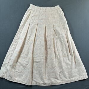 Vintage Jonathan Martin Women's Peach White Cotton A Line Button Midi Skirt 8
